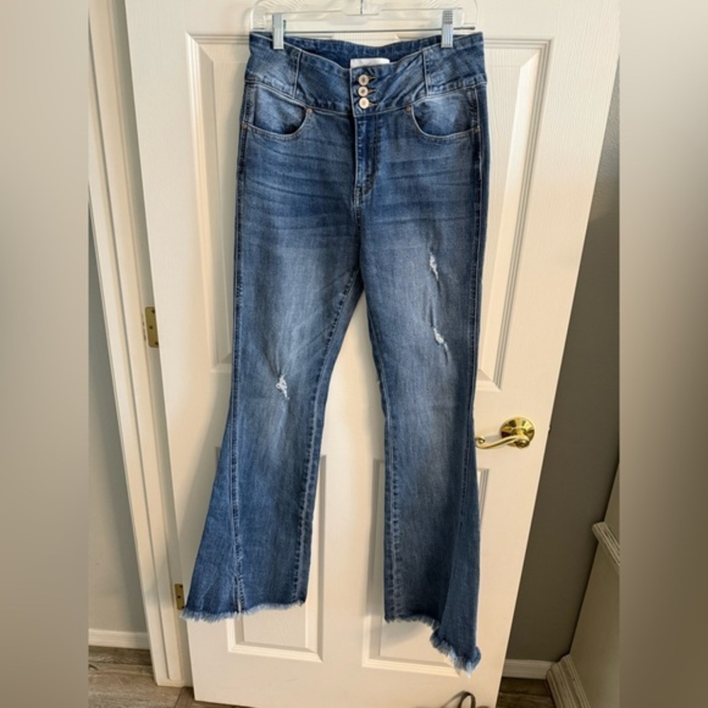 KanCan Flare Distressed Blue Jeans